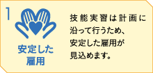 「安定した雇用」技能実習は計画に沿って行うため、安定した雇用が見込めます。